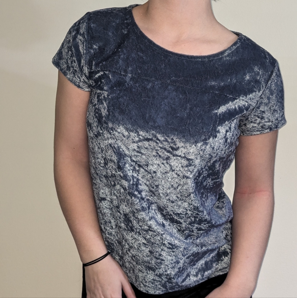 Metallic blue shirt